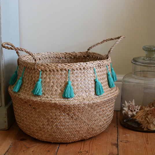 Seagrass Baskets - Green Tassels