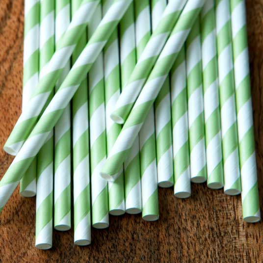 Lime Green Striped Straws