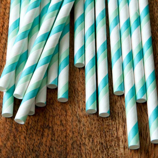 Mint Striped Straws