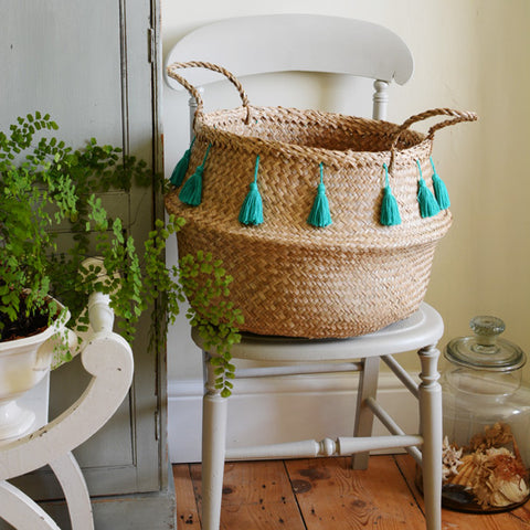 Seagrass Baskets - Green Tassels